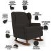 Kit 02 Poltronas De Amamentação Com Balanço Malu Base De Madeira P02 Suede Preto - Lyam Decor