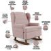 Kit 02 Poltronas De Amamentação Com Balanço Malu Base De Madeira P02 Suede Rosê - Lyam Decor