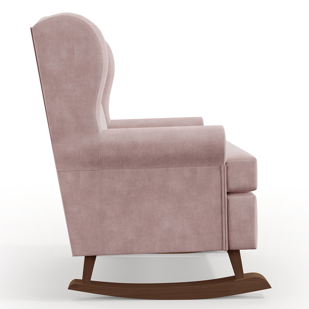 Kit 02 Poltronas De Amamentação Com Balanço Malu Base De Madeira P02 Suede Rosê - Lyam Decor