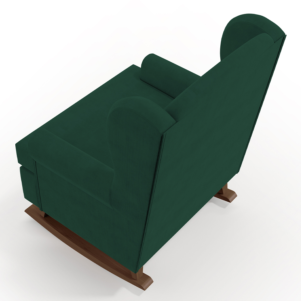 Kit 02 Poltronas De Amamentação Com Balanço Malu Base De Madeira P02 Suede Verde Musgo - Lyam Decor
