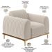 Kit 02 Poltronas Decorativa Base De Madeira Castanho e Pés Metalizado D'Ouro Molino D02 Bouclê Creme C-54 - Lyam Decor