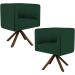 Kit 02 Poltronas Decorativa Base Giratória Madeira Betina D02 Linho Verde Musgo C-117 - Lyam Decor
