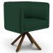 Kit 02 Poltronas Decorativa Base Giratória Madeira Betina D02 Linho Verde Musgo C-117 - Lyam Decor