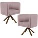 Kit 02 Poltronas Decorativa Base Giratória Madeira Betina D02 Veludo Rosê B-305 - Lyam Decor