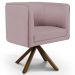 Kit 02 Poltronas Decorativa Base Giratória Madeira Betina D02 Veludo Rosê B-305 - Lyam Decor