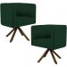 Kit 02 Poltronas Decorativa Base Giratória Madeira Betina D02 Veludo Verde Musgo B-303 - Lyam Decor