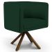 Kit 02 Poltronas Decorativa Base Giratória Madeira Betina D02 Veludo Verde Musgo B-303 - Lyam Decor