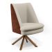 Kit 02 Poltronas Decorativa Base Giratória Pérsia D02 Linho Bege C-107 Corano Marrom B-38 - Lyam Decor
