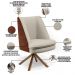 Kit 02 Poltronas Decorativa Base Giratória Pérsia D02 Linho Bege C-107 Corano Marrom B-38 - Lyam Decor