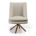 Kit 02 Poltronas Decorativa Base Giratória Pérsia D02 Linho Bege C-107 Corano Marrom B-38 - Lyam Decor