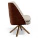 Kit 02 Poltronas Decorativa Base Giratória Pérsia D02 Linho Bege C-107 Corano Marrom B-38 - Lyam Decor