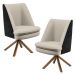 Kit 02 Poltronas Decorativa Base Giratória Pérsia D02 Linho Bege C-107 Corano Preto B-97 - Lyam Decor