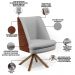 Kit 02 Poltronas Decorativa Base Giratória Pérsia D02 Linho Cinza D-315 Corano Marrom B-38 - Lyam Decor