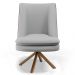 Kit 02 Poltronas Decorativa Base Giratória Pérsia D02 Linho Cinza D-315 Corano Marrom B-38 - Lyam Decor