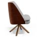 Kit 02 Poltronas Decorativa Base Giratória Pérsia D02 Linho Cinza D-315 Corano Marrom B-38 - Lyam Decor