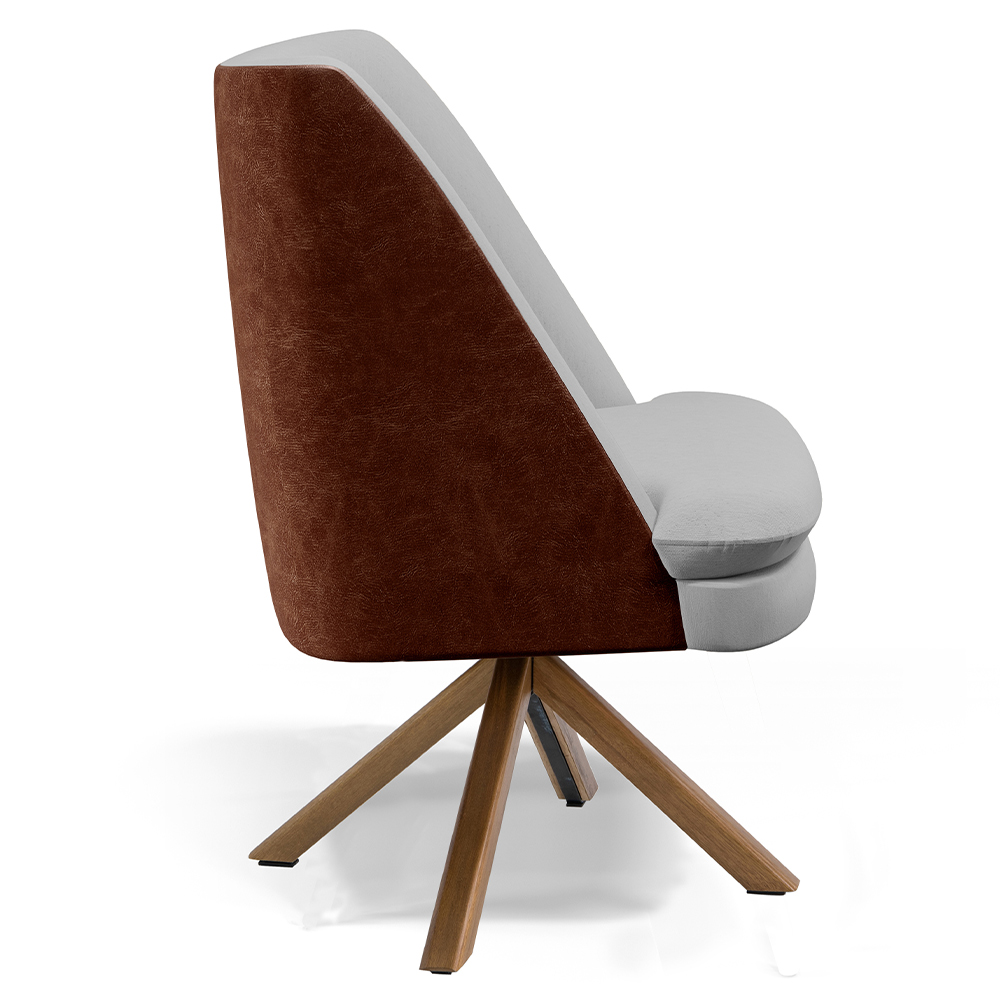 Kit 02 Poltronas Decorativa Base Giratória Pérsia D02 Linho Cinza D-315 Corano Marrom B-38 - Lyam Decor