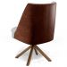 Kit 02 Poltronas Decorativa Base Giratória Pérsia D02 Linho Cinza D-315 Corano Marrom B-38 - Lyam Decor