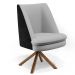 Kit 02 Poltronas Decorativa Base Giratória Pérsia D02 Linho Cinza D-315 Corano Preto B-97 - Lyam Decor