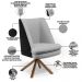 Kit 02 Poltronas Decorativa Base Giratória Pérsia D02 Linho Cinza D-315 Corano Preto B-97 - Lyam Decor
