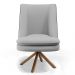 Kit 02 Poltronas Decorativa Base Giratória Pérsia D02 Linho Cinza D-315 Corano Preto B-97 - Lyam Decor