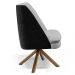 Kit 02 Poltronas Decorativa Base Giratória Pérsia D02 Linho Cinza D-315 Corano Preto B-97 - Lyam Decor