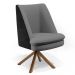Kit 02 Poltronas Decorativa Base Giratória Pérsia D02 Linho Cinza Escuro C-416 Corano Preto B97 - Lyam Decor
