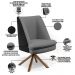 Kit 02 Poltronas Decorativa Base Giratória Pérsia D02 Linho Cinza Escuro C-416 Corano Preto B97 - Lyam Decor
