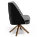 Kit 02 Poltronas Decorativa Base Giratória Pérsia D02 Linho Cinza Escuro C-416 Corano Preto B97 - Lyam Decor