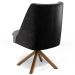 Kit 02 Poltronas Decorativa Base Giratória Pérsia D02 Linho Cinza Escuro C-416 Corano Preto B97 - Lyam Decor