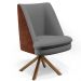 Kit 02 Poltronas Decorativa Base Giratória Pérsia D02 Linho Cinza Escuro C416 Corano Marrom B38 - Lyam Decor