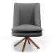 Kit 02 Poltronas Decorativa Base Giratória Pérsia D02 Linho Cinza Escuro C416 Corano Marrom B38 - Lyam Decor