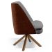 Kit 02 Poltronas Decorativa Base Giratória Pérsia D02 Linho Cinza Escuro C416 Corano Marrom B38 - Lyam Decor