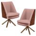 Kit 02 Poltronas Decorativa Base Giratória Pérsia D02 Linho Rosê C-105 Corano Marrom B-38 - Lyam Decor