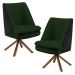Kit 02 Poltronas Decorativa Base Giratória Pérsia D02 Linho Verde Musgo C-117 Corano Preto B-97 - Lyam Decor