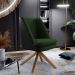 Kit 02 Poltronas Decorativa Base Giratória Pérsia D02 Linho Verde Musgo C-117 Corano Preto B-97 - Lyam Decor