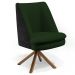 Kit 02 Poltronas Decorativa Base Giratória Pérsia D02 Linho Verde Musgo C-117 Corano Preto B-97 - Lyam Decor