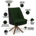 Kit 02 Poltronas Decorativa Base Giratória Pérsia D02 Linho Verde Musgo C-117 Corano Preto B-97 - Lyam Decor