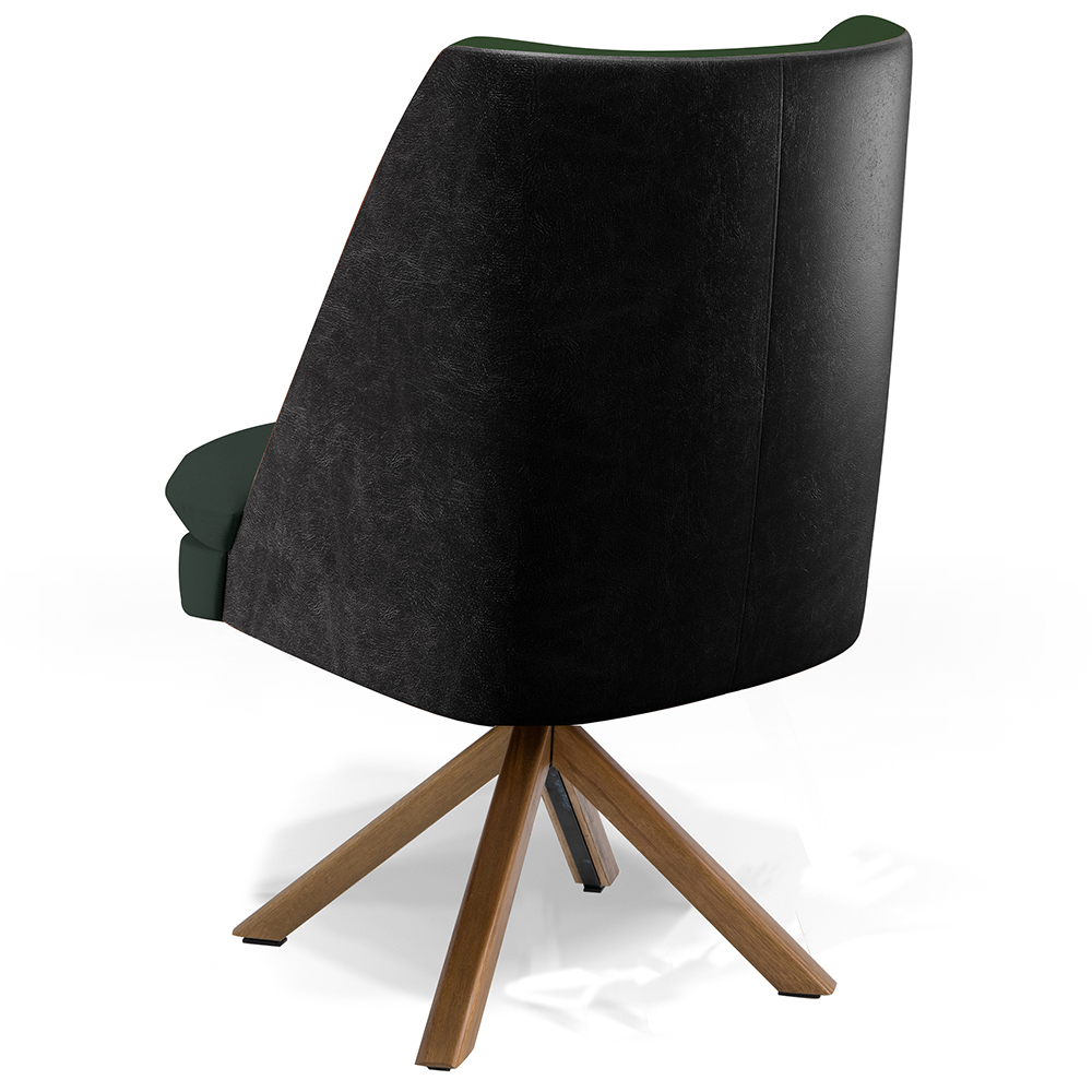 Kit 02 Poltronas Decorativa Base Giratória Pérsia D02 Linho Verde Musgo C-117 Corano Preto B-97 - Lyam Decor