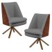 Kit 02 Poltronas Decorativa Base Giratória Pérsia D02 Veludo Cinza C-317 Corano Marrom B-38 - Lyam Decor