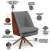Kit 02 Poltronas Decorativa Base Giratória Pérsia D02 Veludo Cinza C-317 Corano Marrom B-38 - Lyam Decor