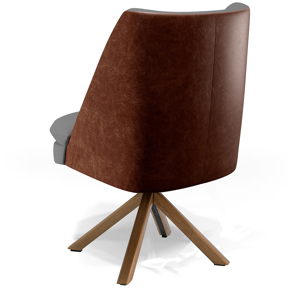 Kit 02 Poltronas Decorativa Base Giratória Pérsia D02 Veludo Cinza C-317 Corano Marrom B-38 - Lyam Decor