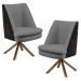 Kit 02 Poltronas Decorativa Base Giratória Pérsia D02 Veludo Cinza C-317 Corano Preto B-97 - Lyam Decor