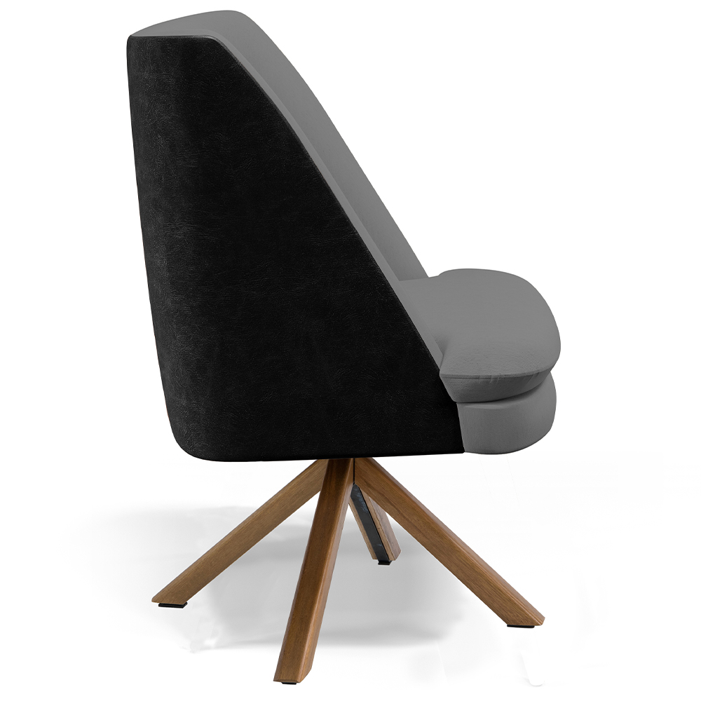 Kit 02 Poltronas Decorativa Base Giratória Pérsia D02 Veludo Cinza C-317 Corano Preto B-97 - Lyam Decor