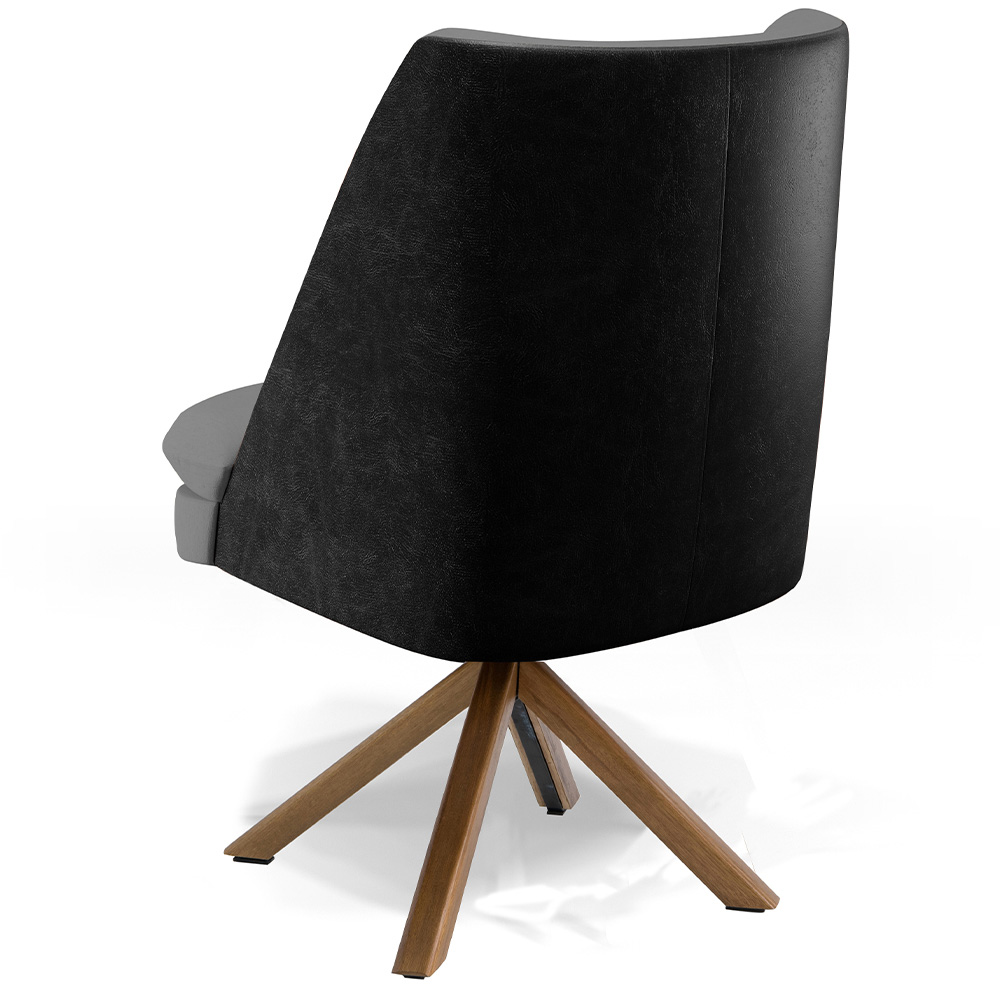 Kit 02 Poltronas Decorativa Base Giratória Pérsia D02 Veludo Cinza C-317 Corano Preto B-97 - Lyam Decor