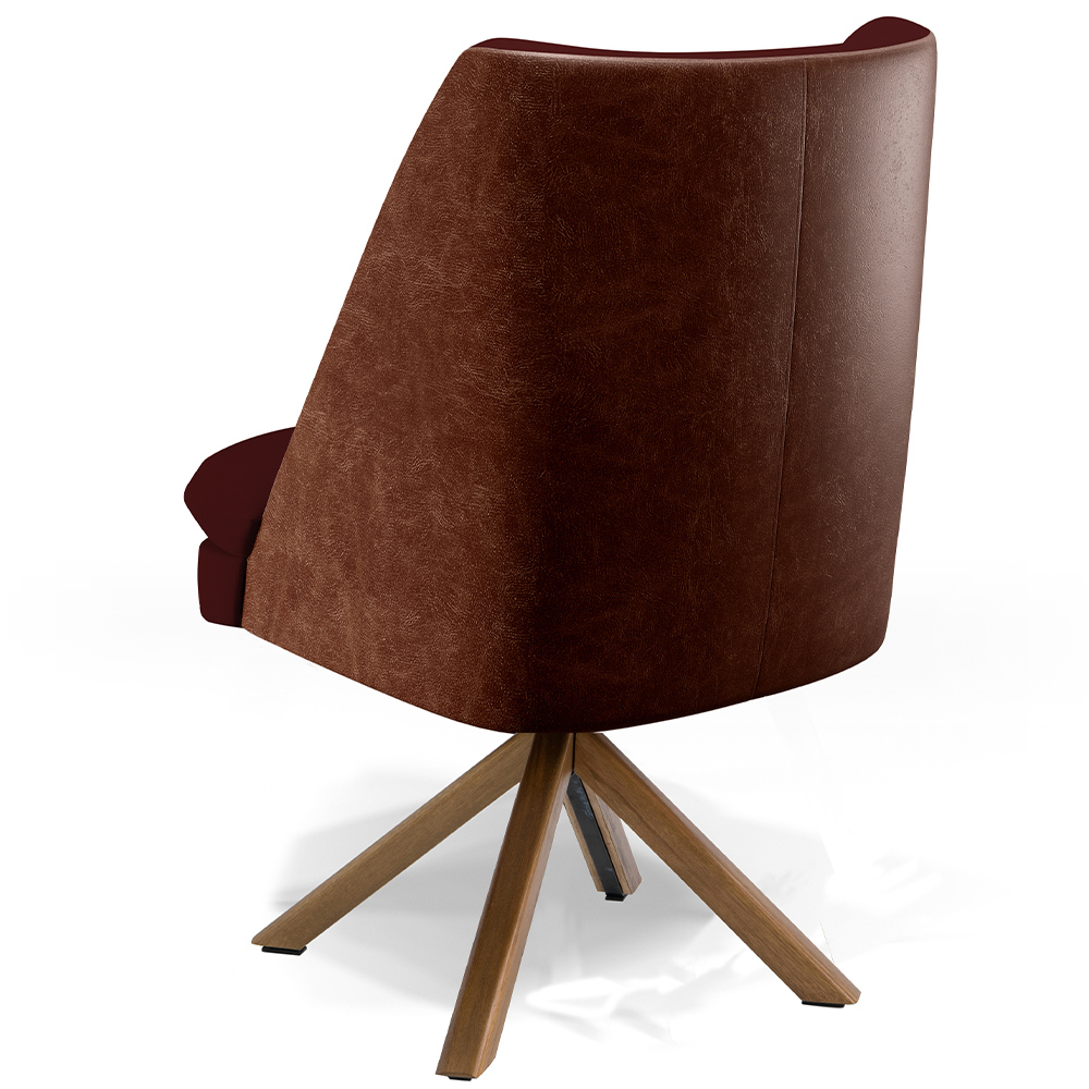 Kit 02 Poltronas Decorativa Base Giratória Pérsia D02 Veludo Marsala C-278 Corano Marrom B-38 - Lyam Decor