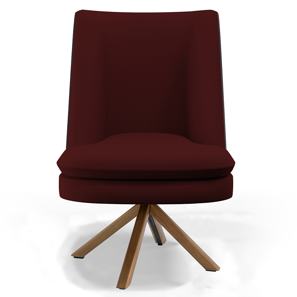 Kit 02 Poltronas Decorativa Base Giratória Pérsia D02 Veludo Marsala C-278 Corano Preto B-97 - Lyam Decor
