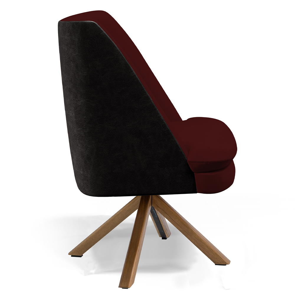 Kit 02 Poltronas Decorativa Base Giratória Pérsia D02 Veludo Marsala C-278 Corano Preto B-97 - Lyam Decor