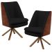Kit 02 Poltronas Decorativa Base Giratória Pérsia D02 Veludo Preto C-300 Corano Marrom B-38 - Lyam Decor