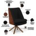 Kit 02 Poltronas Decorativa Base Giratória Pérsia D02 Veludo Preto C-300 Corano Marrom B-38 - Lyam Decor