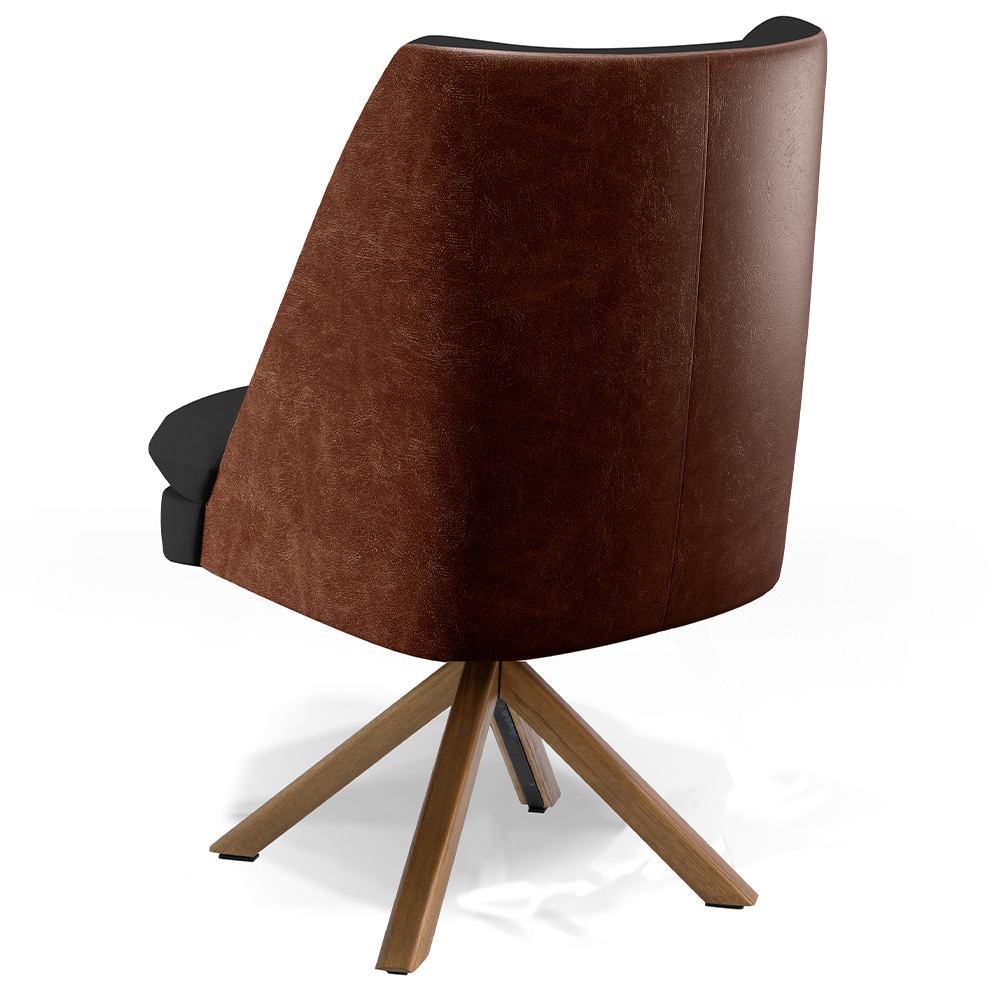 Kit 02 Poltronas Decorativa Base Giratória Pérsia D02 Veludo Preto C-300 Corano Marrom B-38 - Lyam Decor